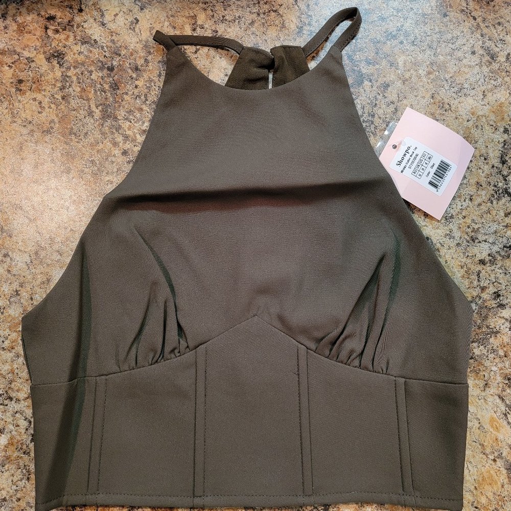 Mishka Halter Neck Top Olive US size 4
